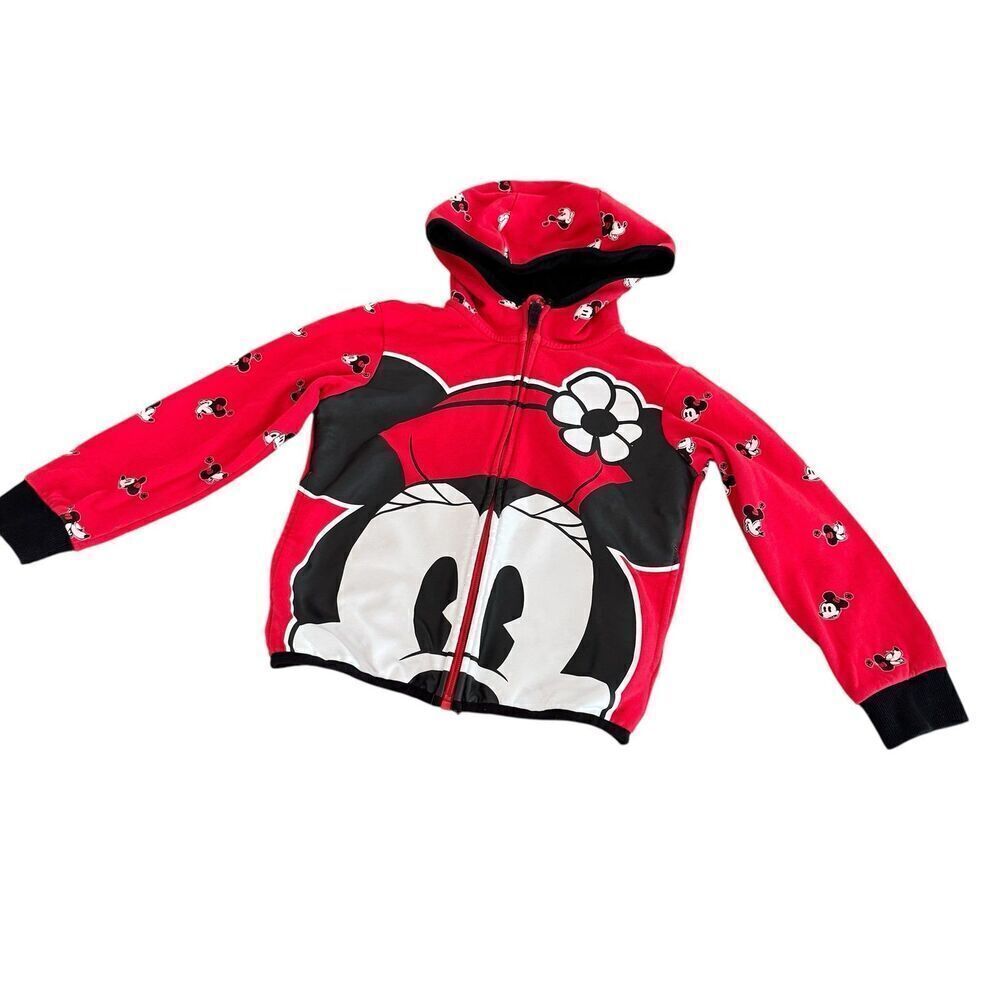 Disney Minnie Mouse Zip up Hoodie Red Girls Size 5-6